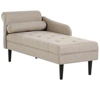 Beliani Chaise Longue en Tissu Côté Gauche Style Moderne Pieds en Bois Coussin Assorti Facile à Nettoyer Beige Yvoire