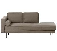 Beliani Chaise Longue Gauche avec Coussin Traversin Méridienne Tissu Marron Miramas