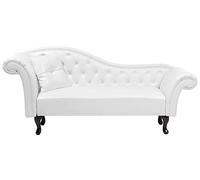 Beliani Chaise Longue Méridienne Chesterfield Côté Droit en Cuir PU Blanc pour Salon Glamour et Vintage