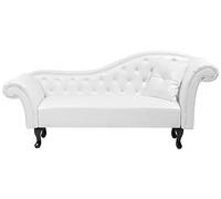 Beliani Chaise Longue Méridienne Chesterfield Côté Droit en Cuir PU Blanc pour Salon Glamour et Vintage
