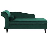 Beliani Chaise Longue Méridienne Côté Gauche en Velours Vert avec Rangement pour Salon au Style Glamour