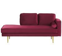 Beliani - Chaise Longue - Miramas - Côté Droit, en Velours, Rouge Foncé