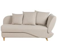 Beliani Chaise Longue Moderne 2 Places à Droite avec Rangement et Coussins en Tissu Lin Beige Meri II
