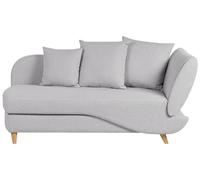 Beliani Chaise Longue Moderne 2 Places à Droite avec Rangement et Coussins en Tissu Lin Gris Clair Meri II