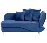 Chaise Longue Moderne 2 Places à Droite avec Rangement et Coussins en Velours Bleu Meri II