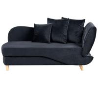 Beliani Chaise Longue Moderne 2 Places à Droite avec Rangement et Coussins en Velours Noir Meri II