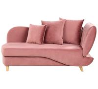 Beliani Chaise Longue Moderne 2 Places à Droite avec Rangement et Coussins en Velours Rose Meri II