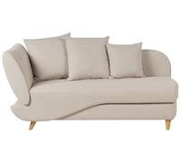 Beliani Chaise Longue Moderne 2 Places à Gauche avec Rangement et Coussins en Tissu Lin Beige Meri II