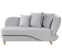 Beliani Chaise Longue Moderne Côté Droit en Velours Salon Hall Bureau Gris Clair Meri II