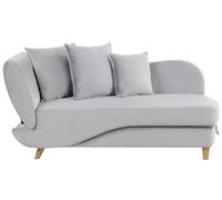 Beliani Chaise Longue Moderne Côté Gauche en Velours Salon Hall Bureau Gris Clair Meri II