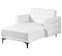 Beliani Chaise Longue Moderne en Cuir PU Similicuir PU Lit de Repos Capitonné Blanche Aberdeen
