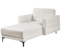 Beliani Chaise Longue Moderne en Tissu Capitonné Lit de Repos Inclinable Pieds Noirs Blanc Cassé Aberdeen