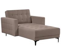 Beliani Chaise Longue Moderne en Tissu Capitonné Lit de Repos Inclinable Pieds Noirs Taupe Aberdeen