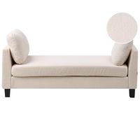 Beliani Chaise Longue Moderne Scandinave en Bouclé Pieds en Acier avec Coussins Blanc Cassé Archiane