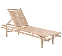 Beliani Chaise Longue Naturelle en Bois de Bambou Dossier Inclinable à 3 Positions Marron Clair Sulmona