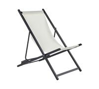Beliani Chaise Longue Pliante et Inclinable pour l'Extérieur en Maille Beige Crème et Cadre Métallique Noir Locri II