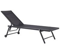 Beliani Chaise Longue Transat de Jardin Inclinable en Aluminium avec Assise en Maille Noir Design Solide et Résistant pour Jardin ou Terrasse