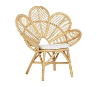 Beliani Chaise Petit Fauteuil en Rotin Naturel avec Dossier Décoratif Type Emmanuelle pour Chambre Salon ou Jardin au Style Boho et Rustique