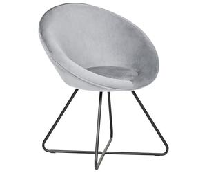 Beliani Chaise Rétro-Futuriste en Velours Gris Clair avec Pieds en Métal Croisés Floby II