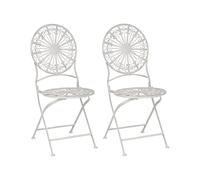 Beliani Chaises de Bistrot en Métal Blanc Cassé Pliantes pour Balcon ou Terrasse Scafa