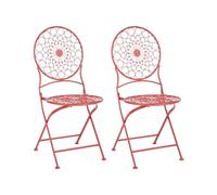 Beliani Chaises de Bistrot en Métal Rouge Ajouré Pliantes pour Balcon ou Terrasse Scario