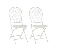 Beliani Chaises de Jardin Blanc Cassé Métal Bistrot en Pliantes (Lot de 2)