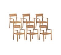 Beliani Chaises de Jardin en Bois d'Acacia avec Accoudoirs Style Rustique Lot de 6 Fornelli