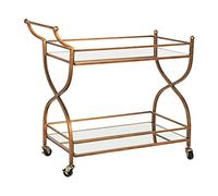 Beliani Chariot de Cuisine à roulettes Plateau Effet Miroir Cadre en Acier Doré Larino