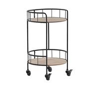 Beliani Chariot de Cuisine de Forme Ronde avec 2 Étagères en Métal et MDF Marron Clair et Noir pour Rangement Pratique et Multifonctionnel