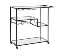 Beliani Chariot de Cuisine Noir Industriel à roulettes Porte-Bouteilles 86 x 40 cm Marcola