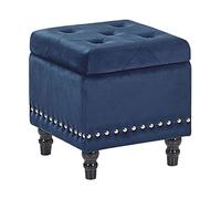 Beliani Coffre de Rangement au Style Chesterfield en Velours Bleu foncé pour Intérieur Glamour