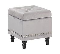 Beliani Coffre de Rangement au Style Chesterfield en Velours Gris Clair pour Intérieur Glamour