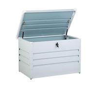 Beliani Coffre de Rangement Extérieur 100 x 62 cm 300 Litres en Acier Galvanisé Blanc Idéal pour les Accessoires de Jardin Durable et Décoratif
