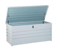 Beliani Coffre de Rangement Extérieur 132 x 62 cm 400 Litres en Acier Galvanisé Gris Clair Idéal pour les Accessoires de Jardin Durable et Décoratif