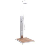 Beliani Colonne de Douche d'Extérieur Moderne en Acier Inoxydable Argenté et Marron Clair Caminito