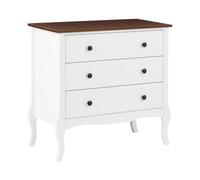 Beliani Commode à 3 Tiroirs avec Pieds Cabrioles Style Provincial Français Blanche Nundle