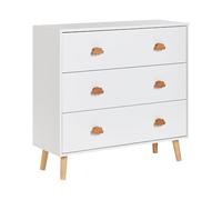 Beliani Commode à 3 Tiroirs Poignées Forme de Nuage Rangement Chambre d'enfant MDF Pieds en Bois de Pin Blanc Cloudy