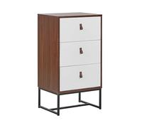 Beliani Commode Chiffonnier Effet Bois Foncé avec 3 Tiroirs Blancs Pratiques Meuble Fonctionnel et Élégant pour Intérieur Moderne et Traditionnel
