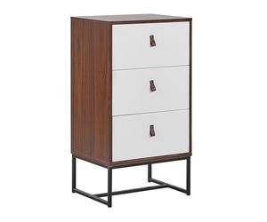 Beliani Commode Chiffonnier Effet Bois Foncé avec 3 Tiroirs Blancs Pratiques Meuble Fonctionnel et Élégant pour Intérieur Moderne et Traditionnel