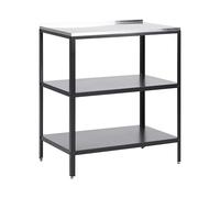 Beliani Commode de Jardin Îlot en Acier INOX Noir 80 x 50 x 92 cm Etagères Ouvertes Vilama