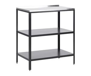 Beliani Commode de Jardin Îlot en Acier INOX Noir 80 x 50 x 92 cm Etagères Ouvertes Vilama
