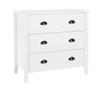 Beliani Commode de Type Chiffonnier Blanc Composé de 3 Tiroirs avec Poignées à Coques Métaliques Design Moderne 75 cm de Hauteur