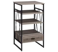 Beliani Commode Haute de 102 cm au Style Industriel en Métal Noir et Panneau à Particule de Bois Marron Foncé 4 Compartiments de Rangement