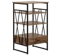 Beliani Commode Haute de 102 cm au Style Industriel en Métal Noir et Panneau à Particule de Bois Marron Vieilli 4 Compartiments de Rangement