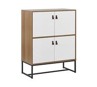 Beliani Commode Haute Effet Bois Clair avec 2 Compartiments à Portes Meuble de Rangement Élégant pour Chambre ou Salon Moderne et Traditionnel