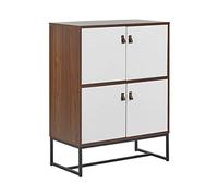 Beliani Commode Haute Effet Bois Foncé avec 2 Compartiments à Portes Meuble de Rangement Élégant pour Chambre ou Salon Moderne et Traditionnel