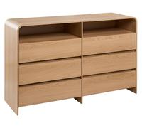 Beliani Commode Japandi en Aggloméré Plaqué Papier avec 6 Tiroirs Marron Clair Deloraine