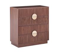 Beliani Commode Moderne à 4 Tiroirs en MDF Façade Canelée Meuble de Salon Chambre Marron Foncé Numurkah