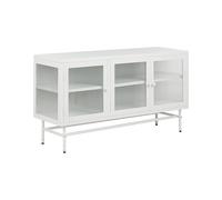 Beliani Commode Moderne Acier Verre Cannelé 3 Portes Étagères Réglables Blanc Devon