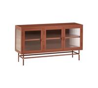 Beliani Commode Moderne Acier Verre Cannelé 3 Portes Étagères Réglables Marron Doré Devon